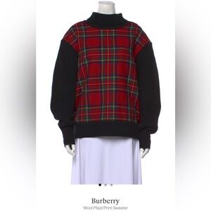 Runway Burberry Red Plaid Tartan Sweater Medium Black